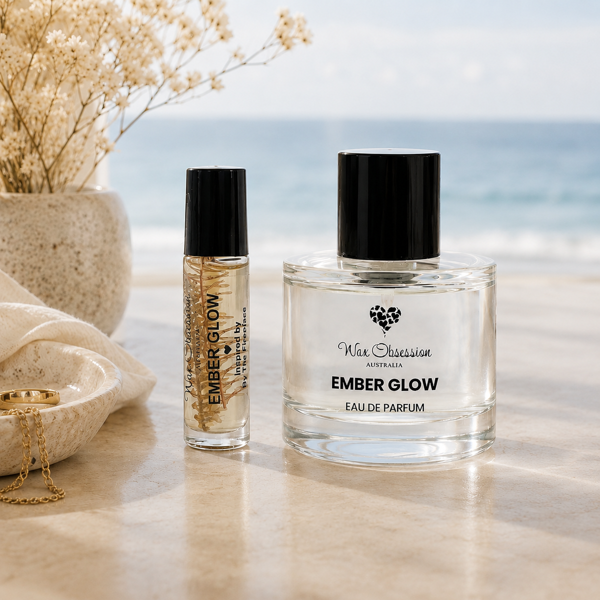 EMBER GLOW - INSPIRED BY REPLICA BY THE FIREPLACE. AVAILABLE IN EAU DE PARFUM AND ROLL-ON PERFUME OIL