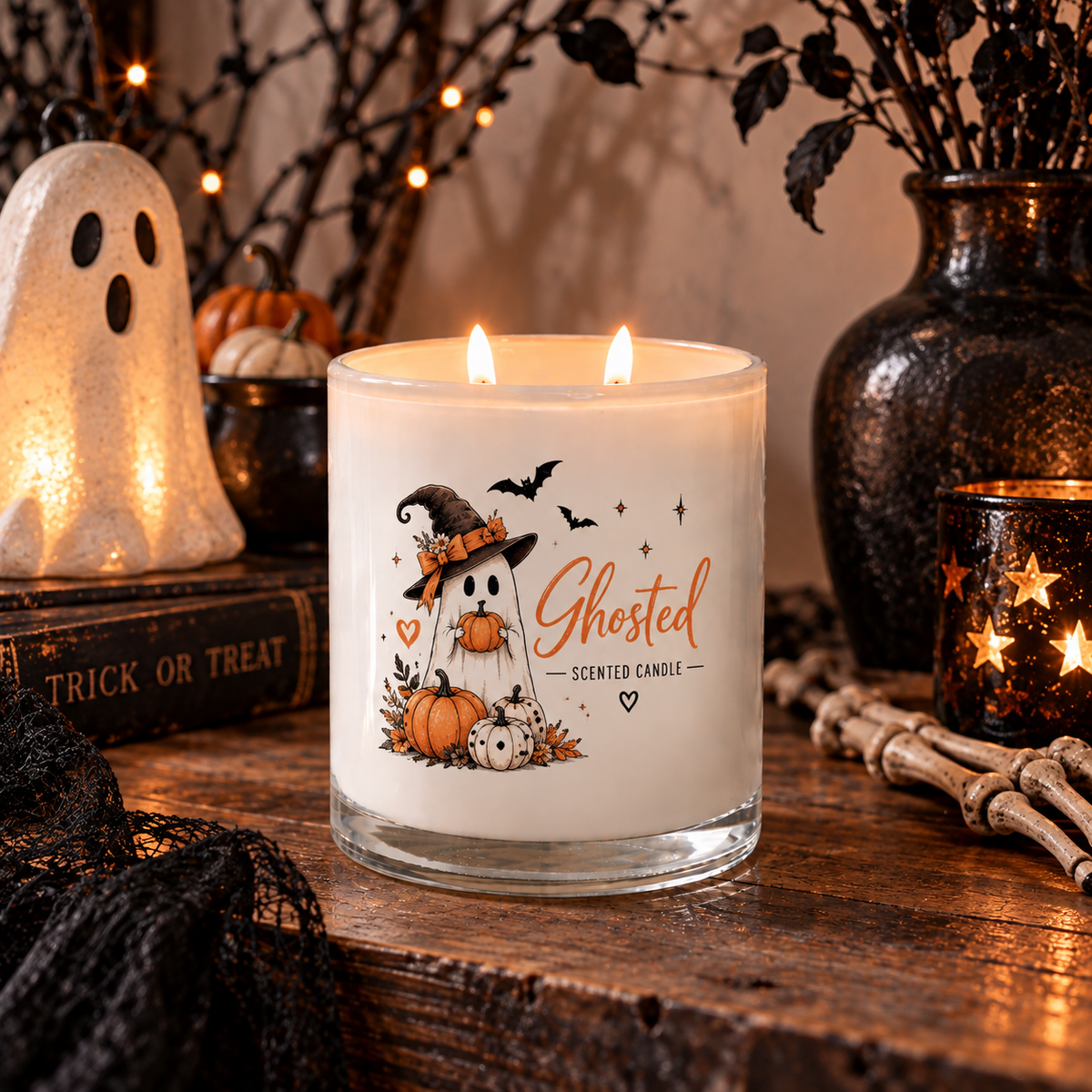 Ghosted Halloween Candle by Wax Obsession | Spiced Pumpkin
