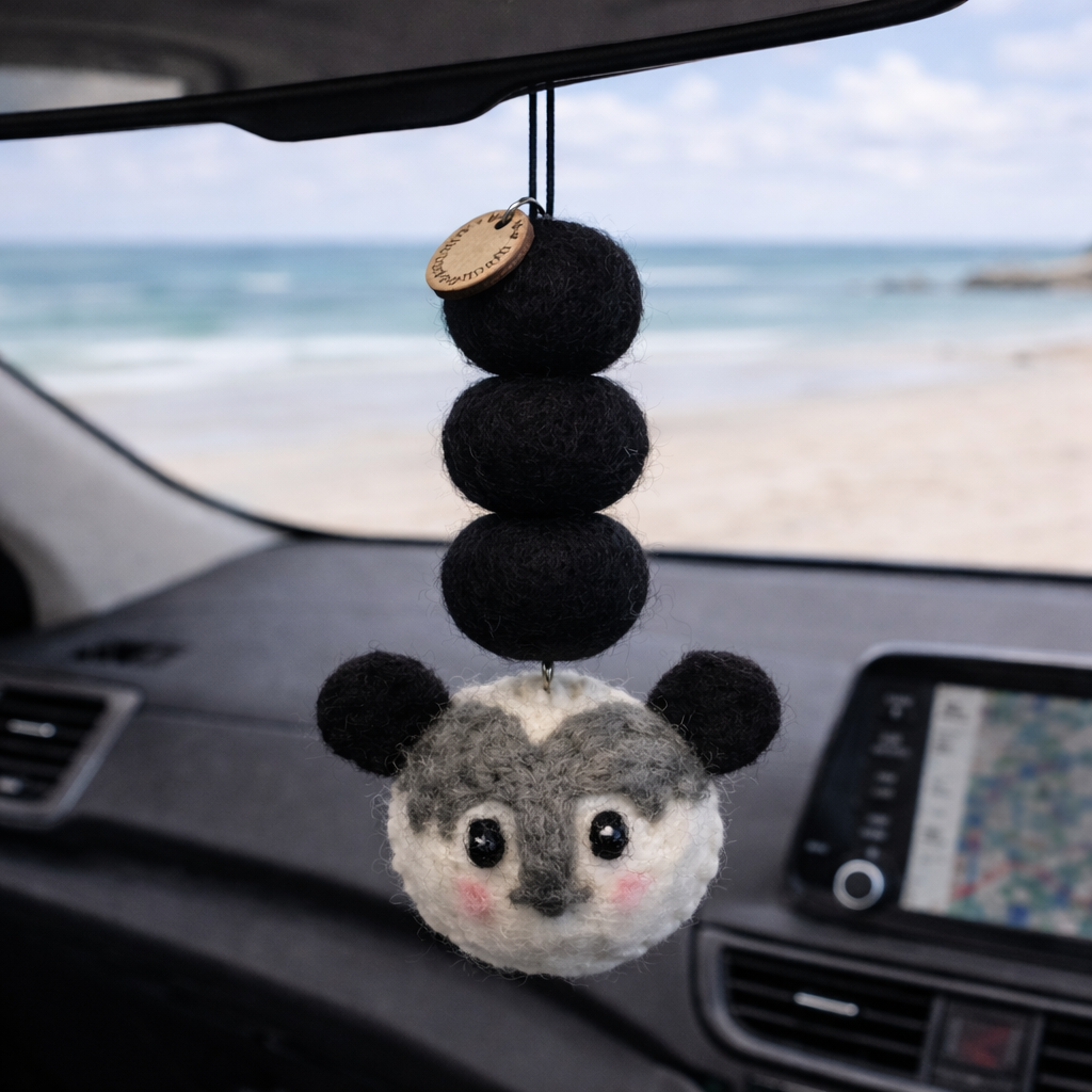 Koala car fragrance with felt wool koala head and wool balls – Wildlife Victoria charity by Wax Obsession