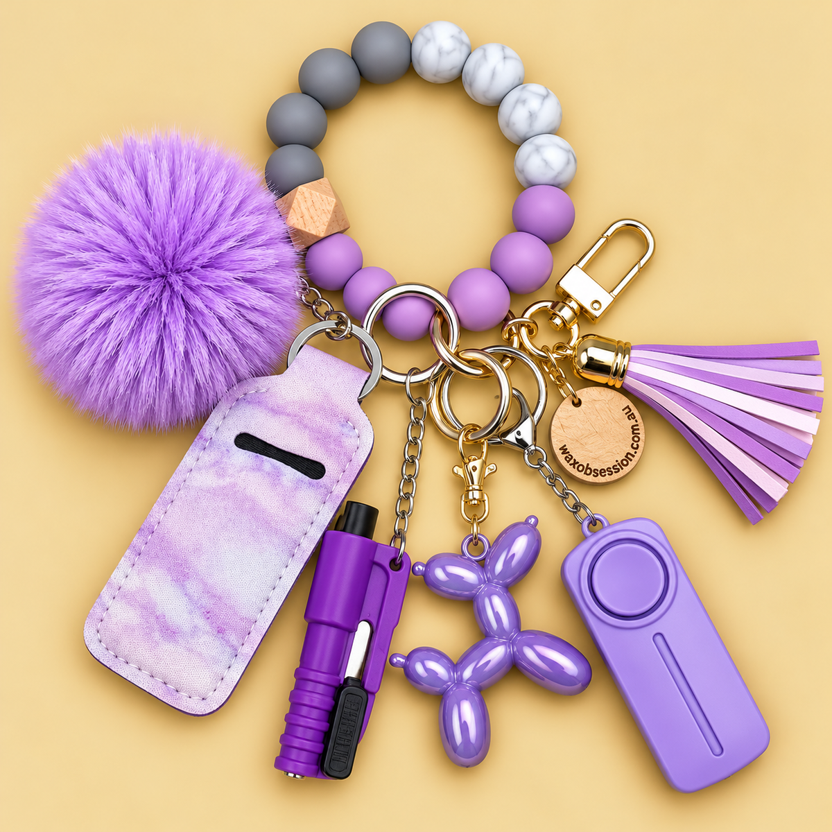 Women's Safety Bag Charm & Keychain | Purple