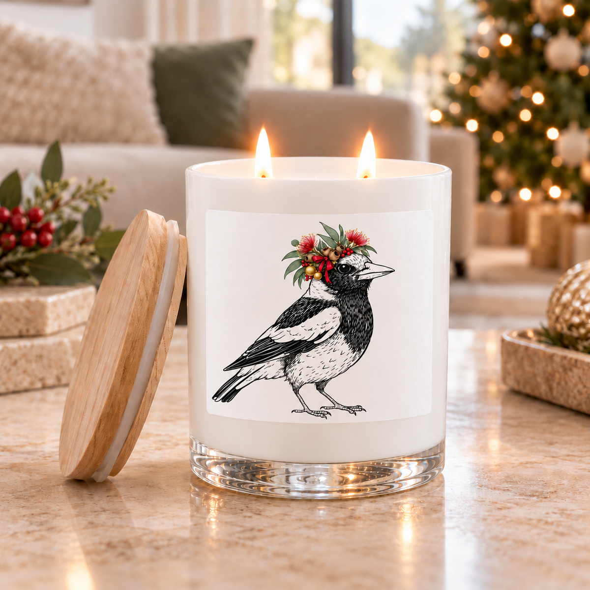 Festive Magpie Christmas Candle | Hand Poured by Wax Obsession