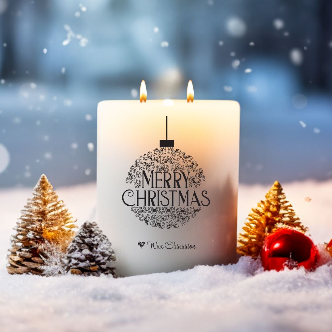 Christmas Quote Candle – "Merry Christmas Bauble" by Wax Obsession – 420g soy candle
