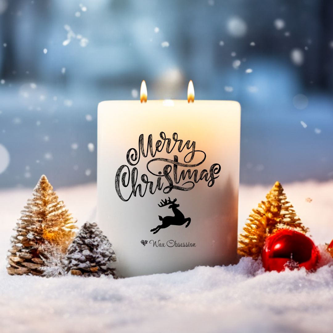 Christmas Quote Candle – "Merry Christmas Reindeer" by Wax Obsession – 420g soy candle