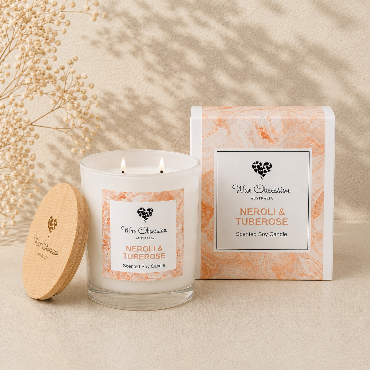 Neroli & Tuberose Scented Soy Candle | Hand poured by Wax Obsession