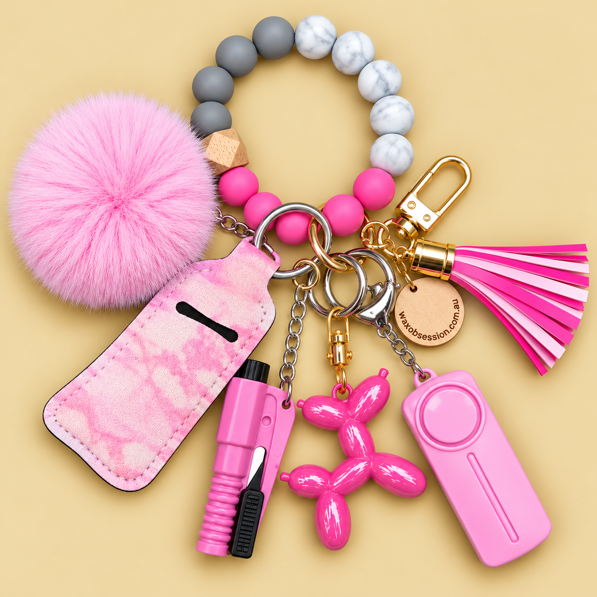 Women's Safety Bag Charm & Keychain | Pink