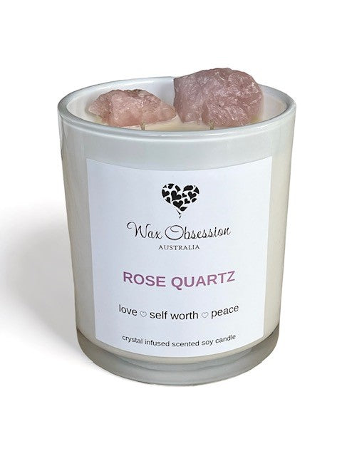 Rose Quartz Crystal Candle