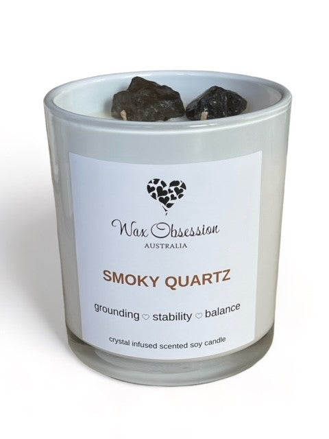 Smoky Quartz Crystal Candle - Grounding, Stability, Balance