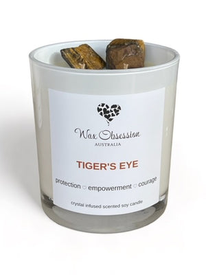 Tiger's Eye Crystal Candle - Protection, Empowerment, Courage