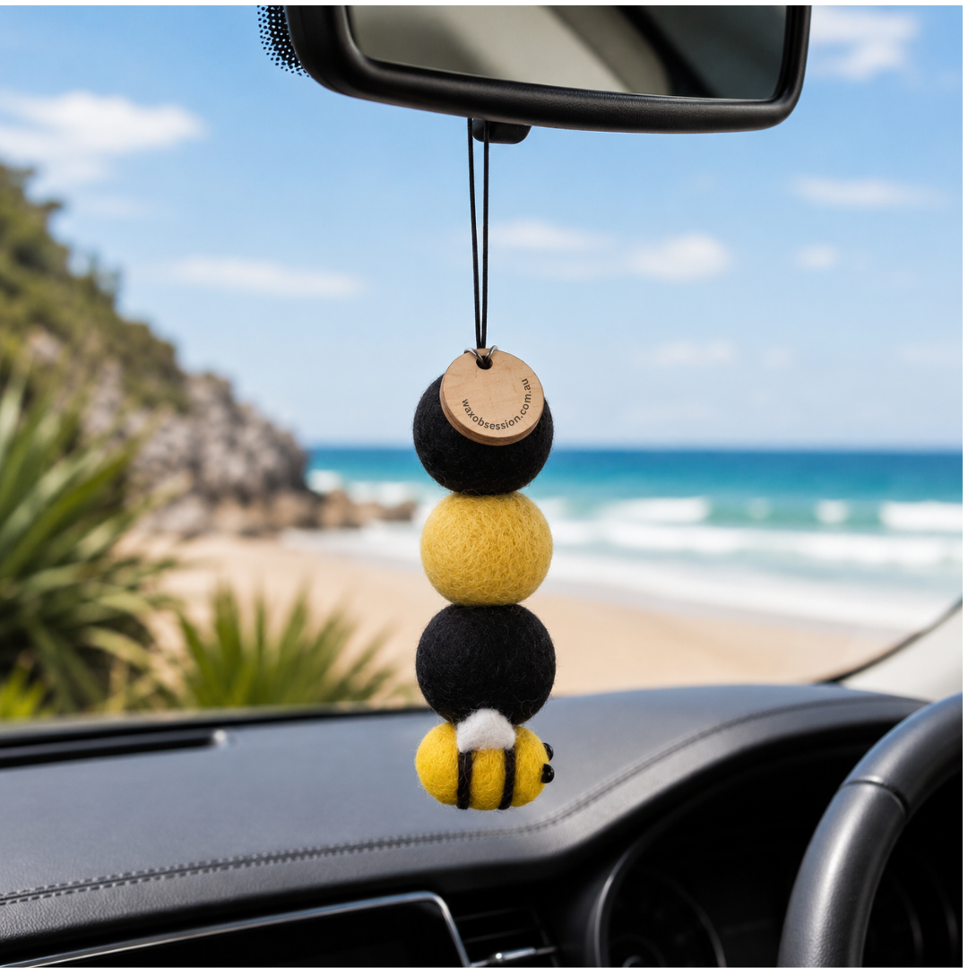 BUMBLE BEE WOOL FELT BALLS | CAR FRAGRANCE