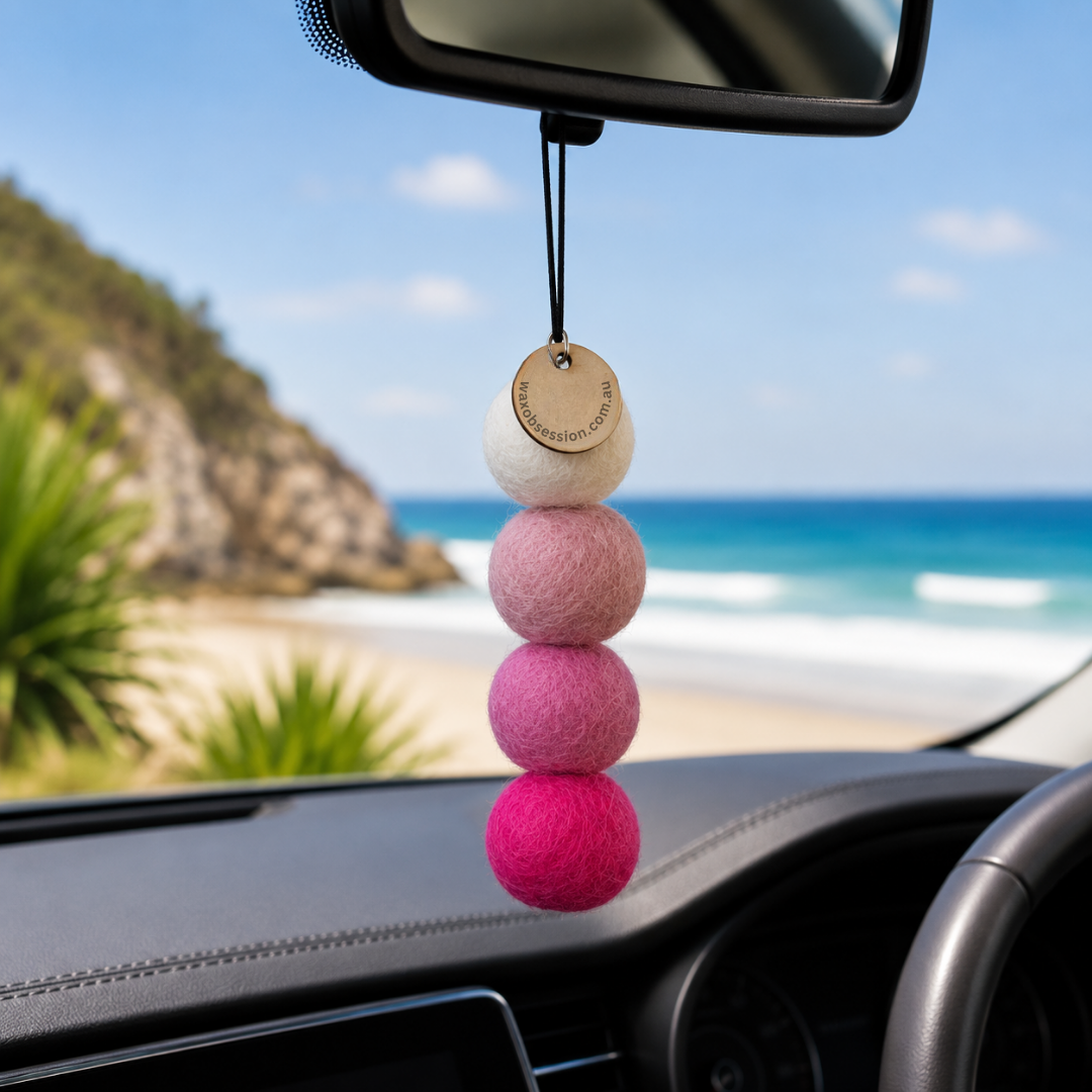 Car Fragrance by Wax Obsession | Pink Felt Wool Balls